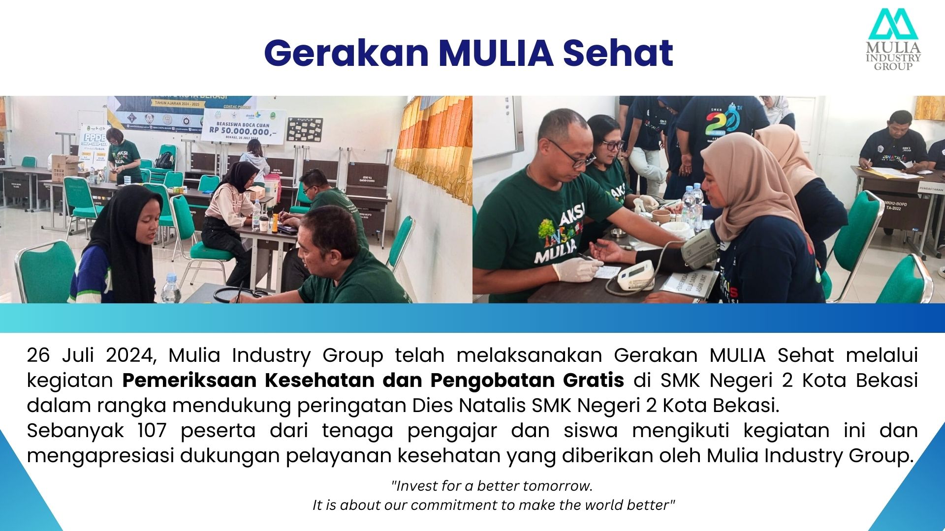 Gerakan MULIA Sehat: Pemeriksaan Kesehatan & Pengobatan Gratis